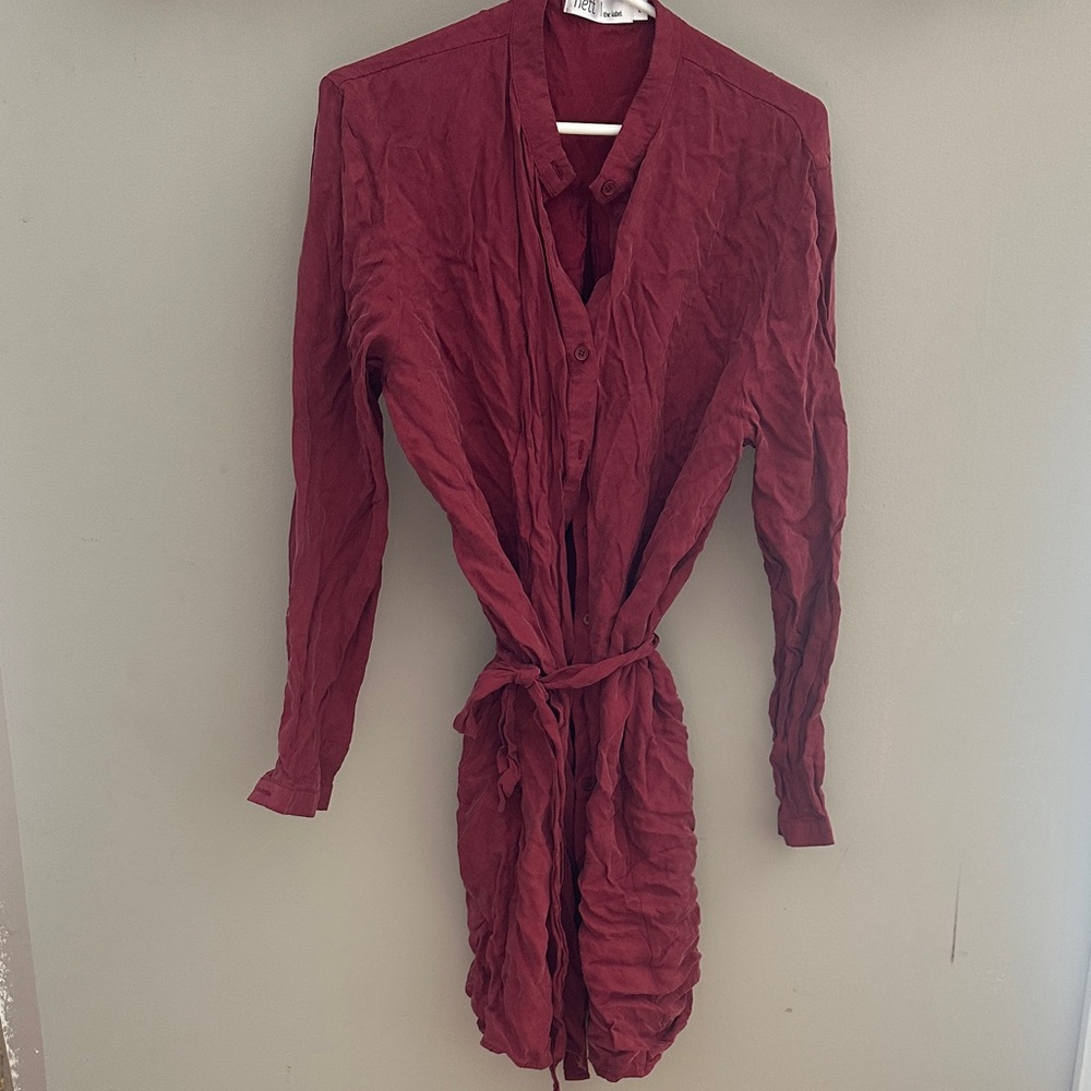 NETT the Label Red Button-Up Dress with Belt